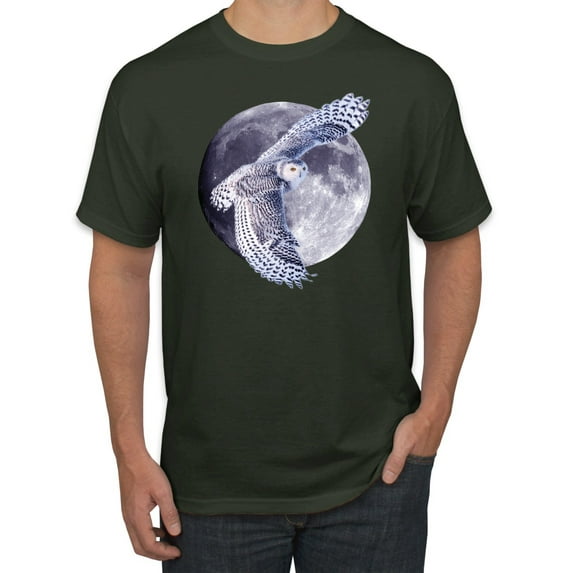 Mosaic Full Moon Owl Winter Snow Fashion Graphic T-Shirt, Forest Green, 3XL
