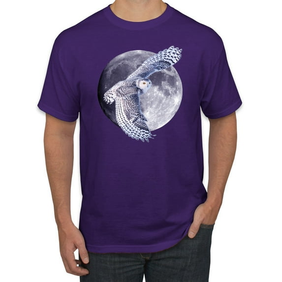 Mosaic Full Moon Owl Winter Snow Fashion Graphic T-Shirt, Purple, 4XL