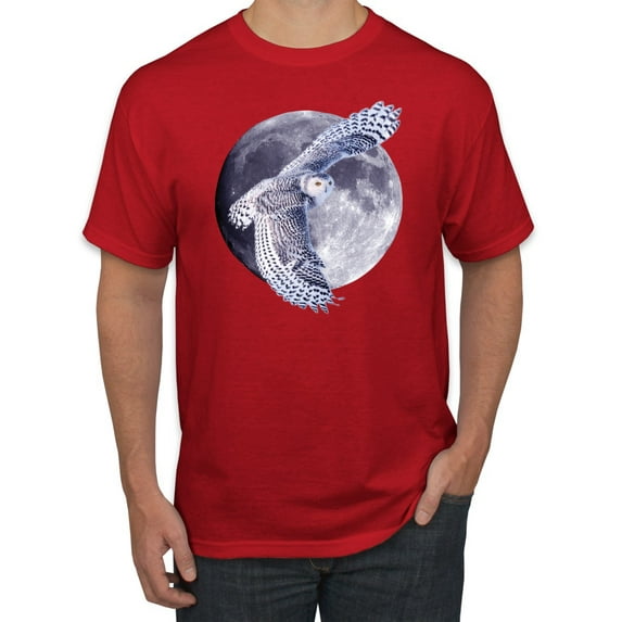 Mosaic Full Moon Owl Winter Snow Fashion Graphic T-Shirt, Red, 2XL