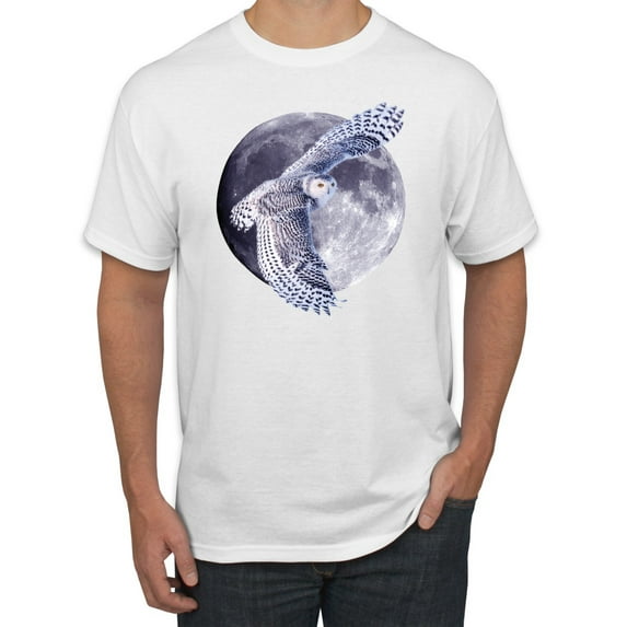 Mosaic Full Moon Owl Winter Snow Fashion Graphic T-Shirt, White, Small