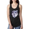 thumbnail image 1 of Mosaic Full Moon Owl Winter Snow Fashion Ladies Racerback Tank Top, Black, Small, 1 of 1