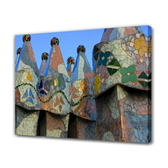 Mosaic Gaudí Casa Batlo Barcelona Canvas Poster Bedroom Decor Sports Landscape Office Room Decor Gift,Frame-style,16x24inch(40x60cm)
