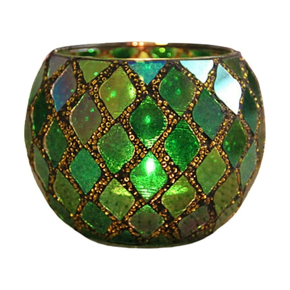 Mosaic Glass Tea Light Holder Green Votive Candle Holders Party Decor Magic Lamp Shades for Home