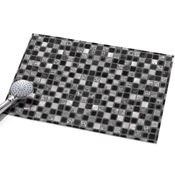Mosaic Grid Area Rug, Abstract Retro Minimalist Black Gray White Checkered Non-Slip Felt Rubber Backing Rectangle Indoor Carpet Washable Rugs for Living Room Bedroom 2x3ft