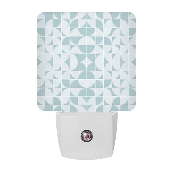 Mosaic Grid LED Night Light, Minimalist Aqua Green Curved Arcs Quarter Circles Night Lights plug into Wall with Smart Sensor Dusk to Dawn Sensor for Nursery Bedroom 2.95x4.5in