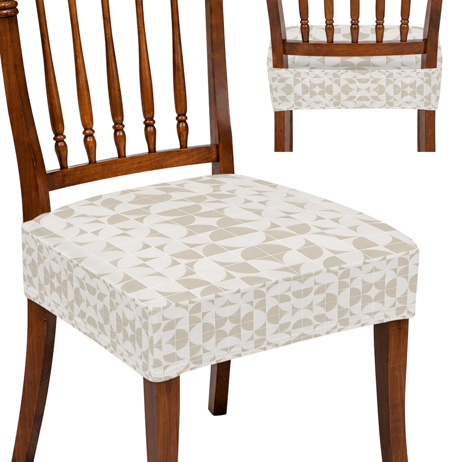 Mosaic Grid Square Dining Chair Seat Covers 4 Pcs, Curved Arcs Quarter ...