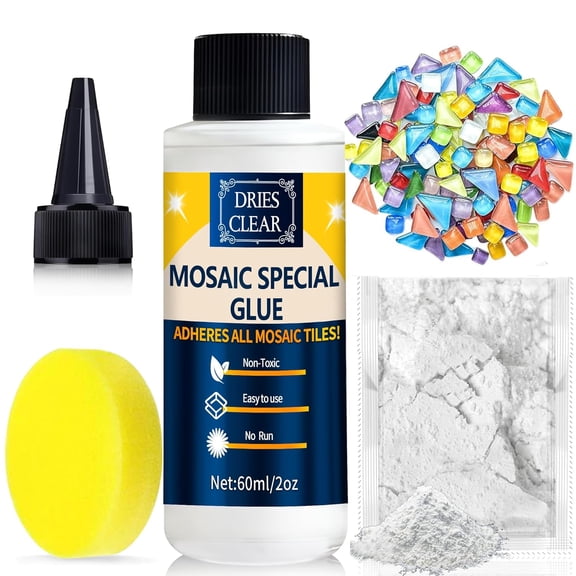 Mosaic Grout, with Tile Tools, Mosaics Tile Accessories – Essential for Handmade Grouting and Perfect for DIY Craft Projects (White, Mosaic Tool Kit)
