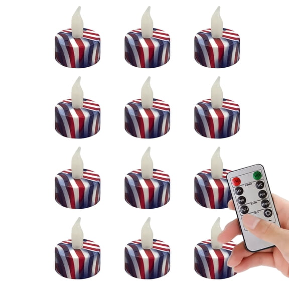 Mosaic Handmade LED Tealight Candles with Remote, Printed Flameless Tea Light for Home Décor, 2.2 Inch Diameter LED Flameless Candle,12pcs