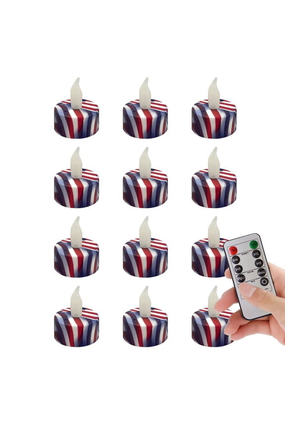 Mosaic Handmade LED Tealight Candles with Remote, Printed Flameless Tea Light for Home Décor, 2.2 Inch Diameter LED Flameless Candle,12pcs