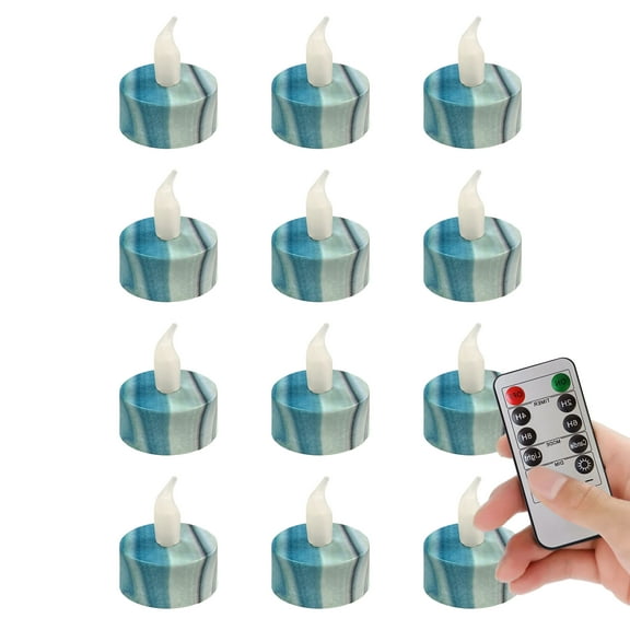 Mosaic Handmade LED Tealight Candles with Remote, Printed Flameless Tea Light for Home Décor, 2.2 Inch Diameter LED Flameless Candle,12pcs