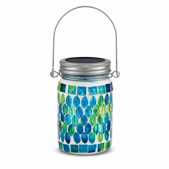 Mosaic Glass Solar Garden Jar Lights, Waterproof LED Outdoor Decorative Lantern for Patio, Pathway, Yard & Garden, Multicolor Solar Hanging Light