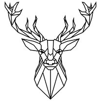 Mosaic Line Art Deer Head Robot Like Drawing DÃ©cor Rainforest Jungle Animal Design Kids Bedroom Vinyl Adhesive Wall Decal Sticker - 20" x 21" Home Living Room Buck Hunting Trophy Wall Decoration