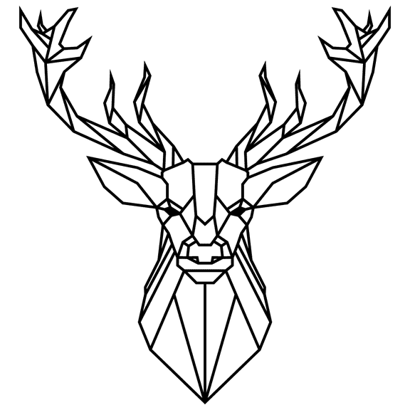 Mosaic Line Art Deer Head Robot Like Drawing DÃ©cor Rainforest Jungle Animal Design Kids Bedroom Vinyl Adhesive Wall Decal Sticker - 20" x 21" Home Living Room Buck Hunting Trophy Wall Decoration