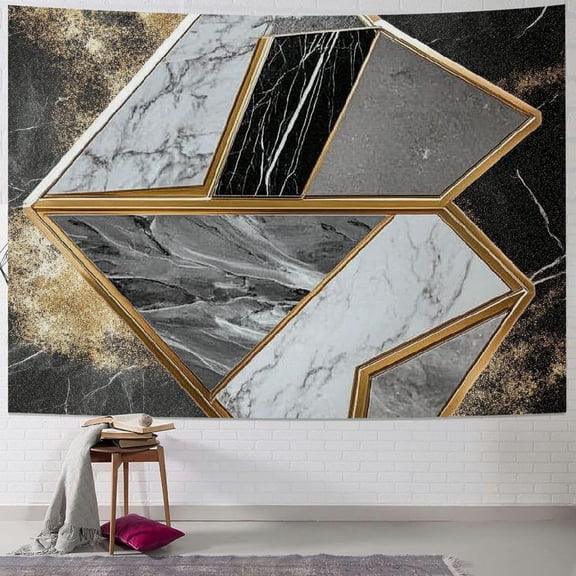Mosaic Marbling Tapestry Marble Granite Agate Gold Tapestry Wall Hanging For Bedroom Living Room Dorm Home Decor White Black Gray Gold Glitter 40x30inch