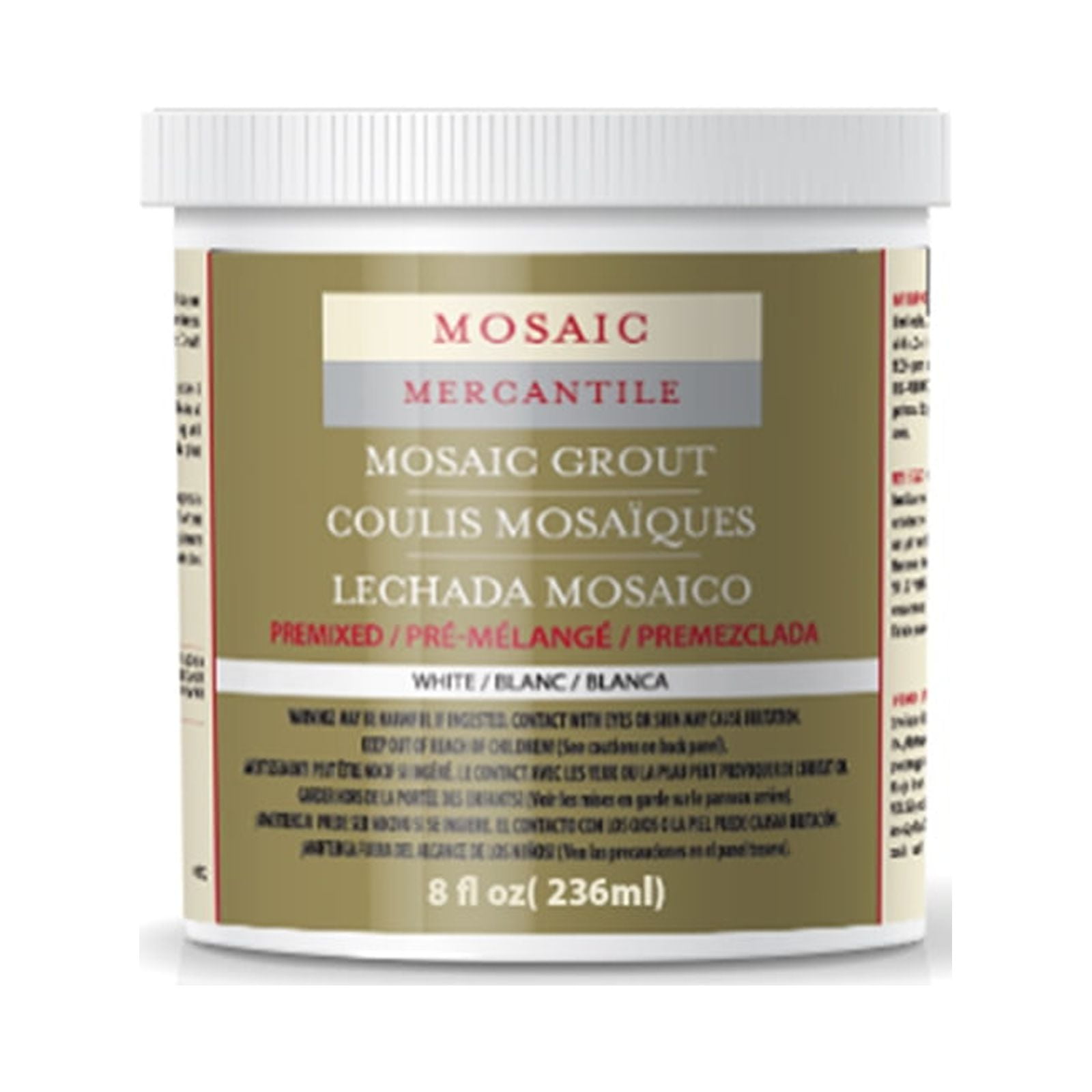 White Premixed Mosaic Tile Grout, 8 oz Jar