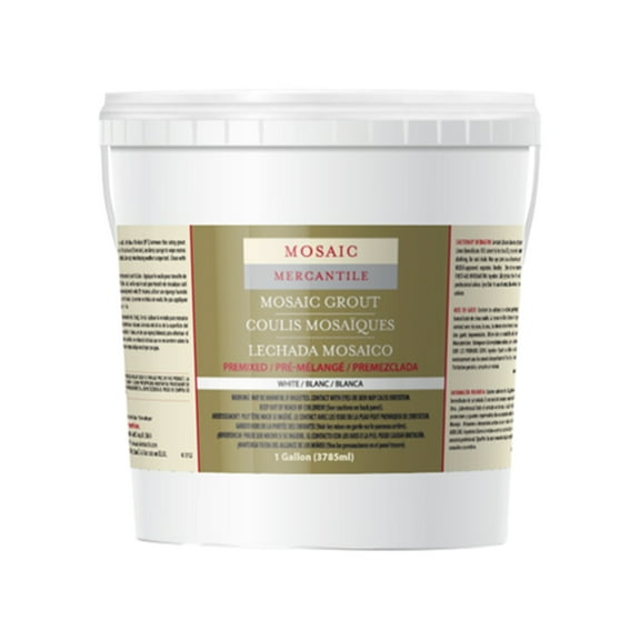 Mosaic Mercantile Pre-Mixed Grout, 1 Gallon Bucket, White