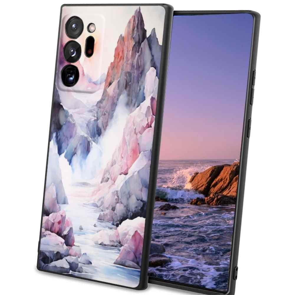 frozen-volcanic-breccia-landscape phone case for Samsung Galaxy Note 20 Ultra 5G for Women Men Gifts,Flexible Painting silicone Anti-Scratch Protective Phone Cover