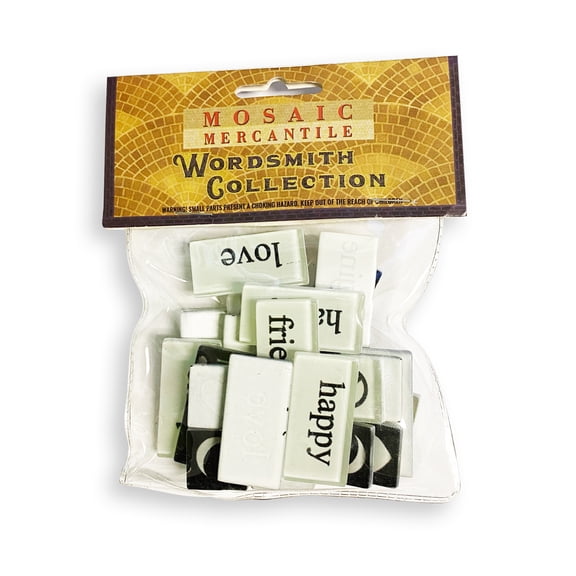 Mosaic Mercantile Word Tiles - Black/White, Package of 30