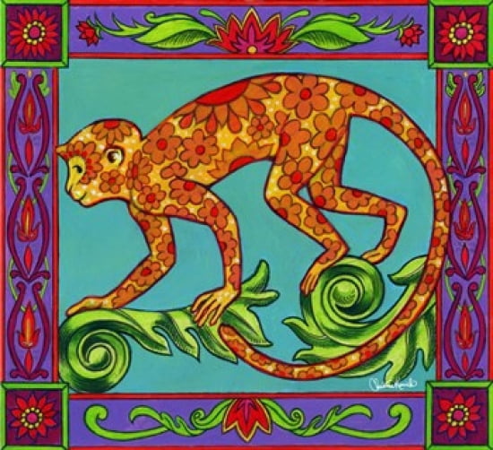 Mosaic Monkey Canvas Art - Christine Kerrick (26 x 24)