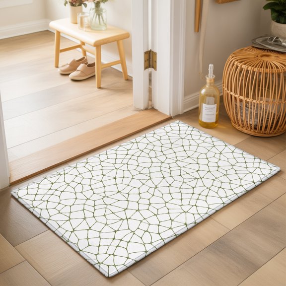 Mosaic Network Plaid Washable Small Entryway Area Rugs 2'x3', Modern Abstract Yellow Stripe Lines Washable Throw Rug Non-Slip Sturdy Edge Binding Carpet for Front Door Floor Room Entry