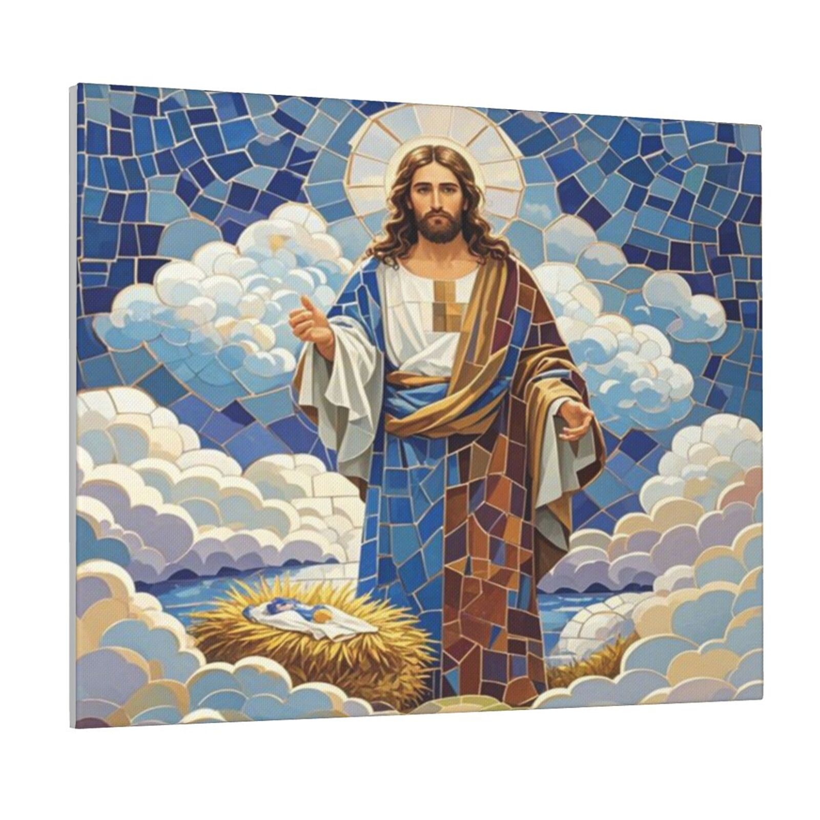 Mosaic Of The Birth Of Jesus Christian Canvas Wall Art Bedroom Living ...