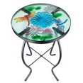 thumbnail image 1 of Mosaic Patio Side Table Outdoor Accent Table Bistro Coffee Table Plant End Table Small Porch Table Indoor Round Glass Balcony Hummingbird Plant Table Stands, 1 of 8