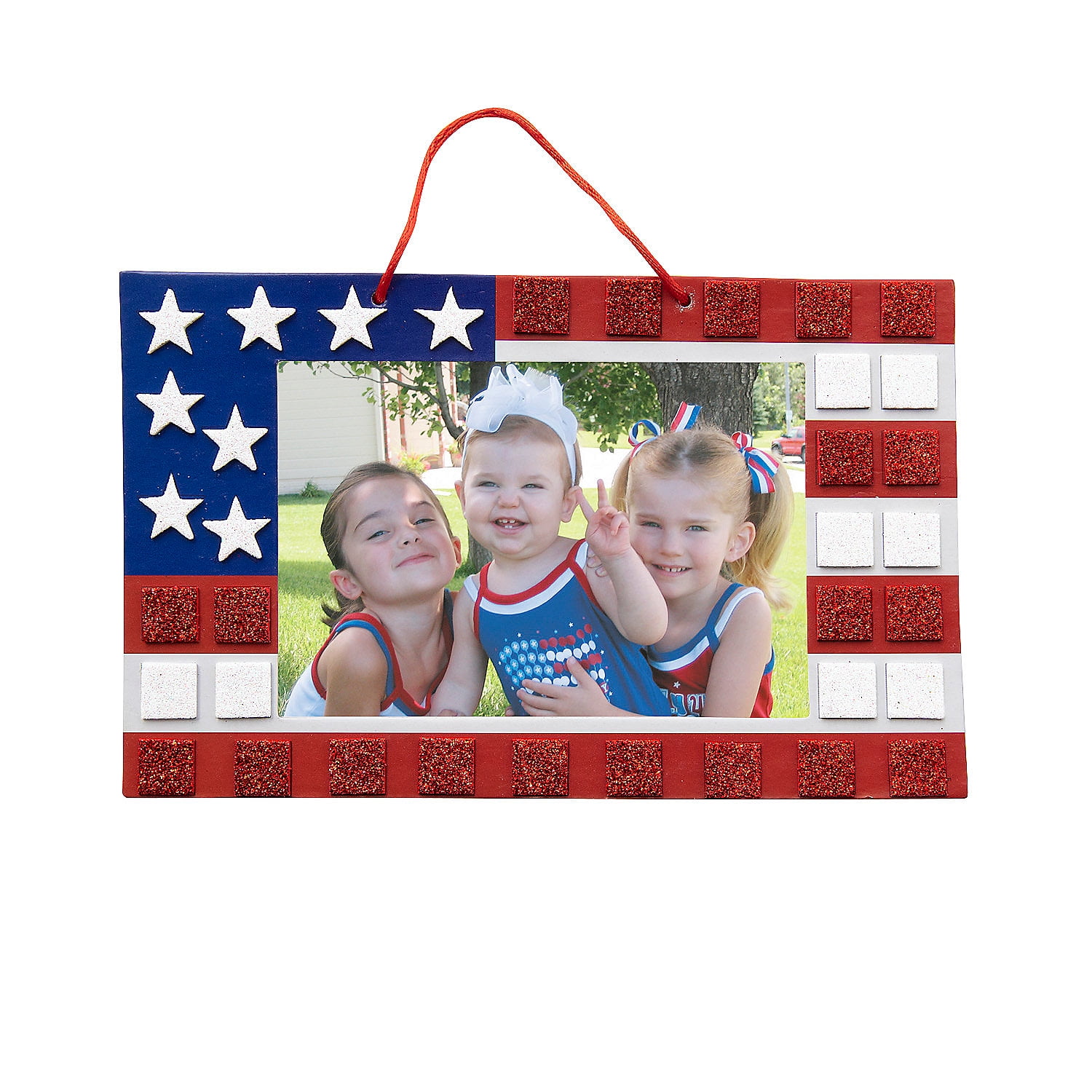 Mosaic Patriotic Flag Picture Frame Sign Craft Kit- Makes 12, Craft Kits, Fourth of July, 12 Pieces