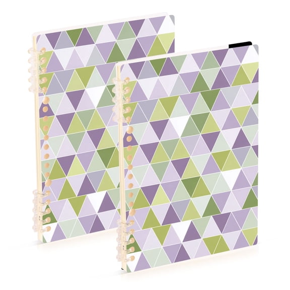 Mosaic Purple Green Triangle Notebook Detachable Coil Notebook Diary Plan Book A5 Size 60 Pages 2 Pack