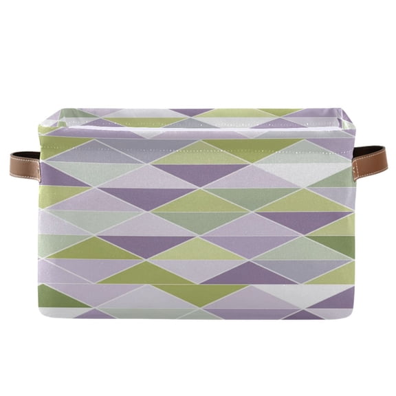 Mosaic Purple Green Triangle Square Storage Bins with Handles Collapsible Containing Box 1 Pack