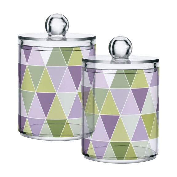 Mosaic Purple Green Triangle Translucent Plastic Cans Storage Canisters with Lid Set of 2