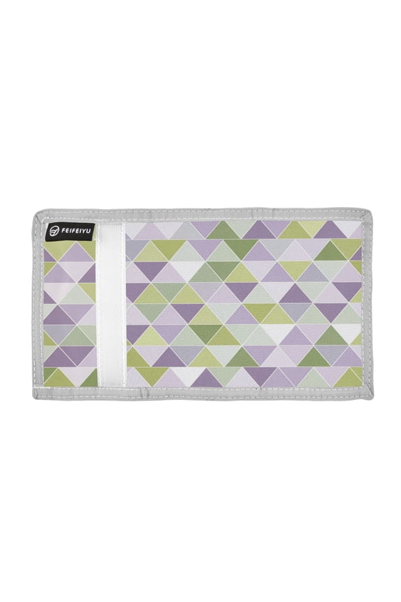 Mosaic Purple Green Triangle Trifold Wallets Card Holders Coin Pockets with Lanyards Portable Unisex