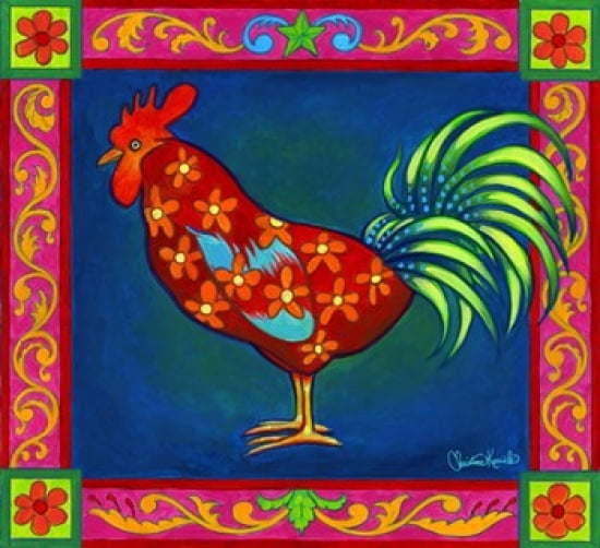 Mosaic Rooster Canvas Art - Christine Kerrick (26 x 24)