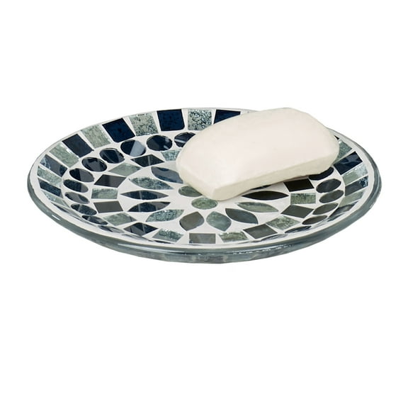 Mosaic Sea Collection - Soap Dish - Multi Jewel, Silver, Black - Glam Style - Decorative Bathroom Accessories - Luxury Accessory for Restroom Soap Dish