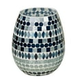 thumbnail image 1 of Mosaic Sea Wastebasket Multi Jewel, Laser-cut, Hand-cut, Stripes in Blue, Sapphire, and Aqua mist Hues on a Natural Clay 10 Inches High, 1 of 5