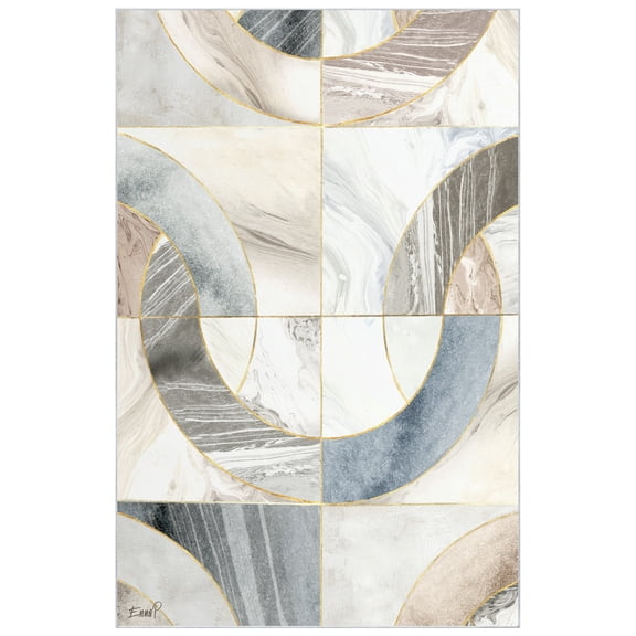 Mosaic Serenity Washable Geometric Art Area Rug size 5'x8'