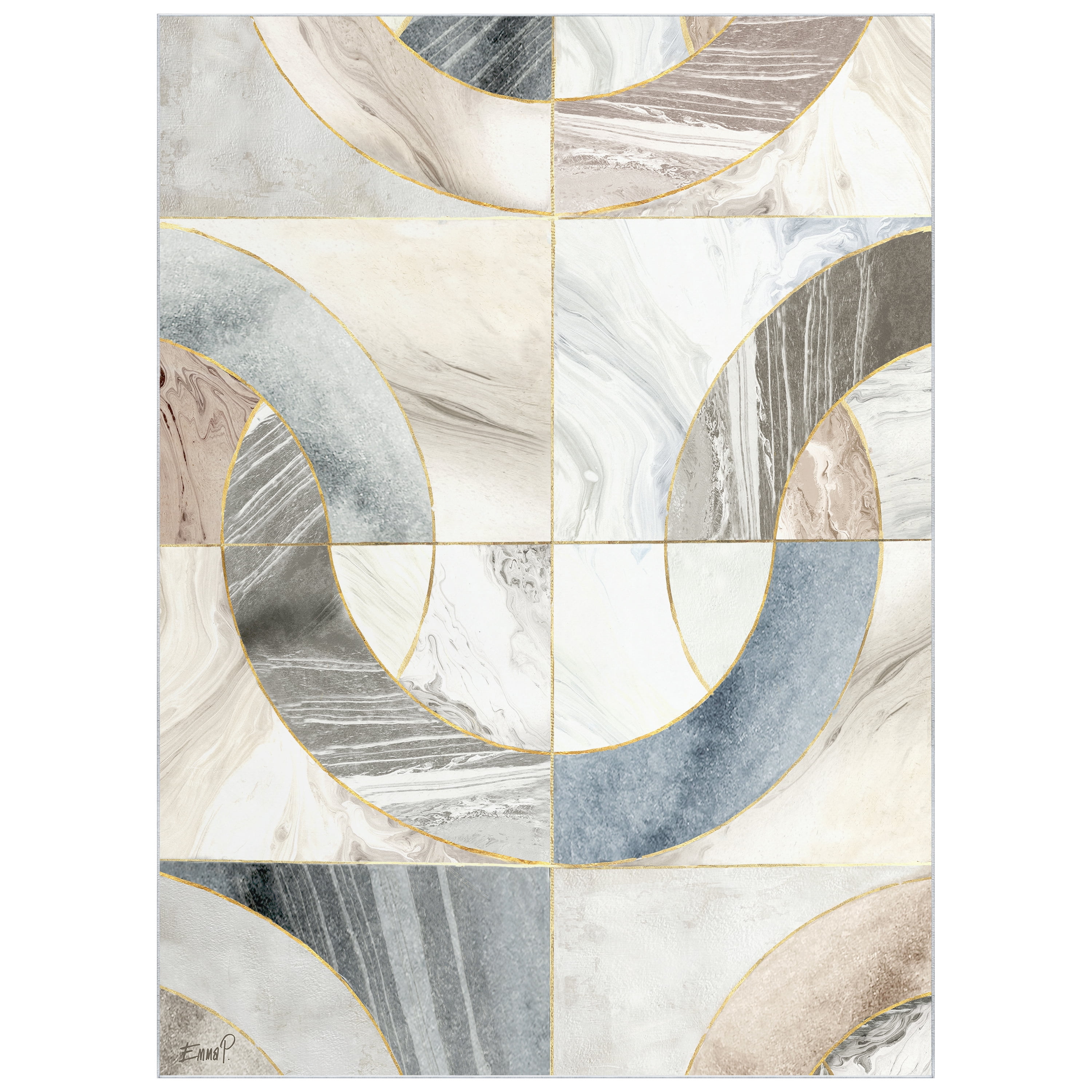 Mosaic Serenity Washable Geometric Art Area Rug size 8'x10', Power-loomed, Heavenly Softness with Non-Slipping Backing
