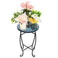 thumbnail image 1 of Mosaic Side Table,14'' Round Small Bistro Table, Indoor End Table,Accent Patio Table with Metal Frame, Black Iron Plant Stand,for Garden Yard Parch Balcony, 1 of 9