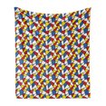 thumbnail image 1 of Mosaic Soft Flannel Fleece Throw Blanket, Geometric Shapes Composition with Colorful Stained Glass Design Grid Illustration, Cozy Plush for Indoor and Outdoor Use, 70" x 90", Multicolor, by Ambesonne, 1 of 5
