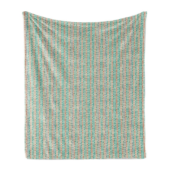 Mosaic Soft Flannel Fleece Throw Blanket, Repetitive Terrazzo Vertical Irregular Squared Shapes, Cozy Plush for Indoor and Outdoor Use, 70" x 90", Eggshell Multicolor, by Ambesonne