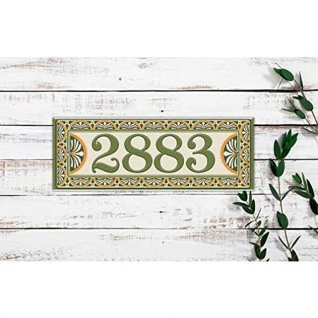 Mosaic Spanish Floral Themed Ceramic Tile House Number Small Address