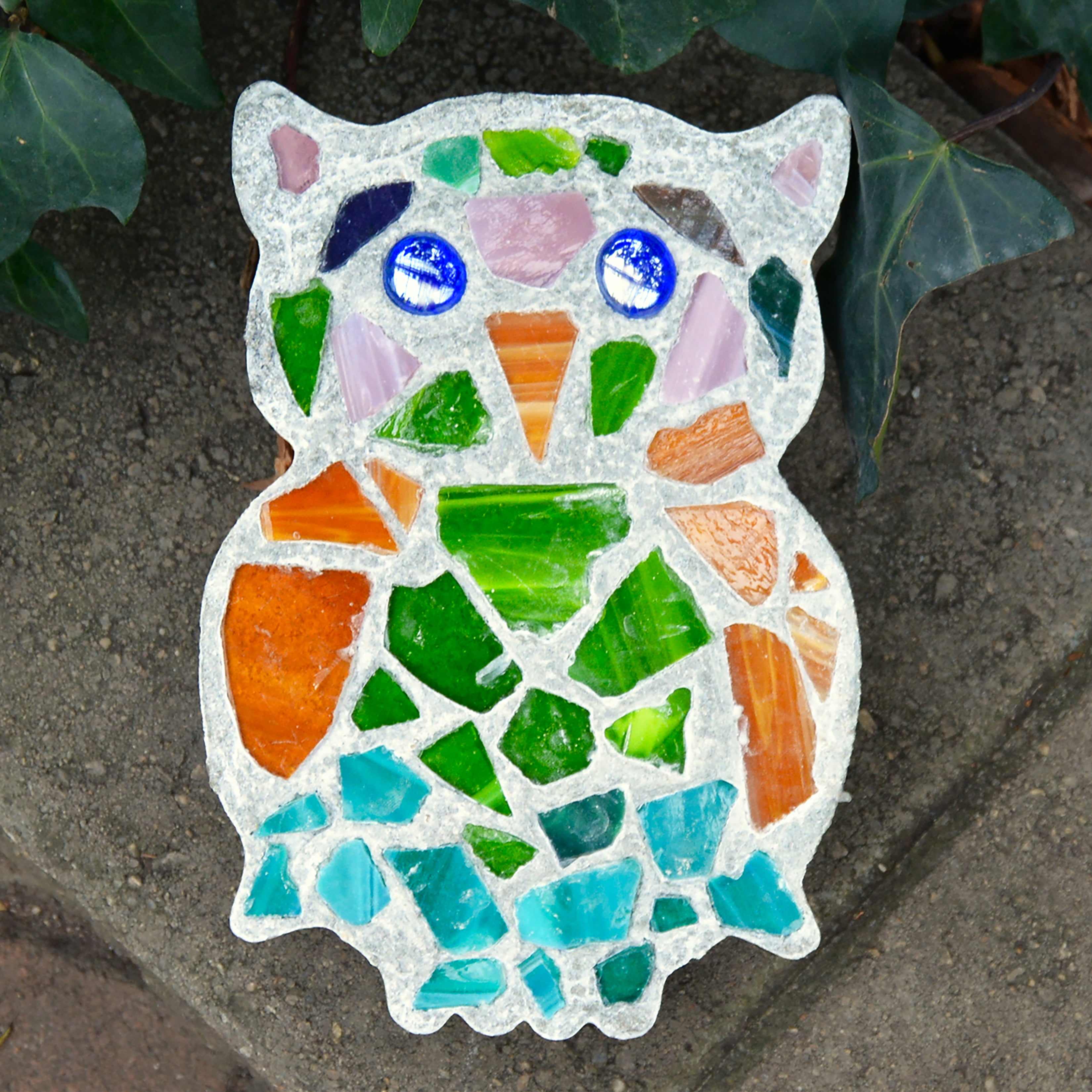 Colorful Mosaic Owl Stepping Stone Kit for Kids