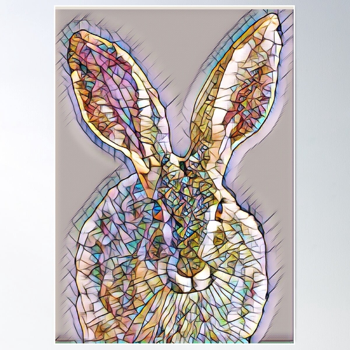 African Rabbit Art Mosaic Style African Rabbit Poster Wall Art, Modern Wall Decor For ...