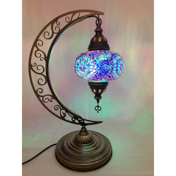 Mosaic Table Lamp,Lamp Shade,Turkish Lamp,Moroccan Lamp,Crescent Lamp, Moon Lamp, Mosaic lamp, Accent Lamp, desk lamp, hand made