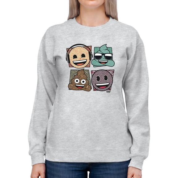 Mosaic Tee Fun Icon Faces Trendy Graphic Women's Sweatshirt