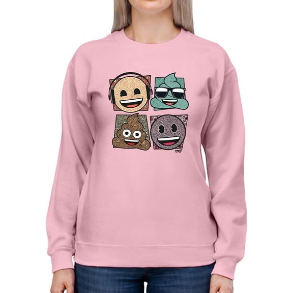 Mosaic Tee Fun Icon Faces Trendy Graphic Women's Sweatshirt