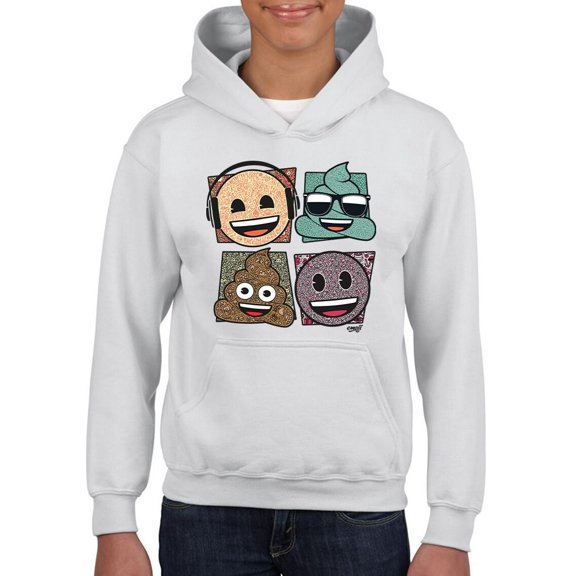 Mosaic Tee Fun Icon Faces Trendy Graphic Youth's Hoodie