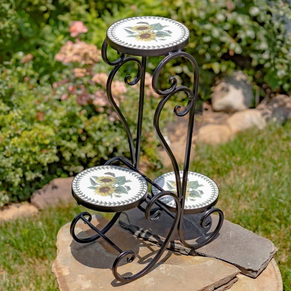 Mosaic Tile Furniture (3 Plant Stand, Odessa Sunflower Design)