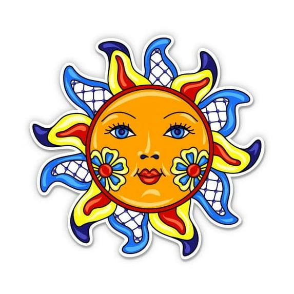 Mosaic Tile Sun Pretty - 3" Vinyl Sticker - For Car Laptop I-Pad Phone Helmet Hard Hat - Waterproof Decal