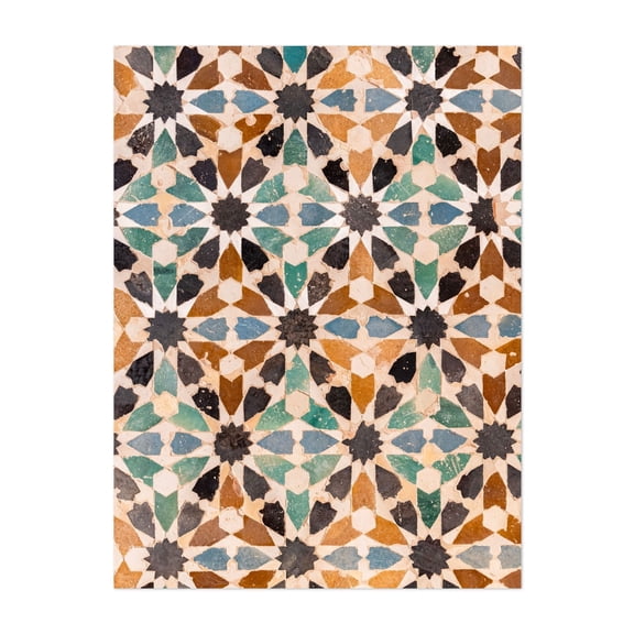 Mosaic Tiles Alhambra, Granada Spain - Centro Andalucía Spain Photography Pattern Geometric Mediterranean Abstract Art Deco Unframed Wall Art Print 12 x 16 inches