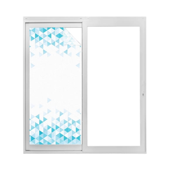 Mosaic Triangles Window Privacy Film Abstract Mosaics Teal Blue Gradient Modern Decorative Glass Window Film UV Blocking Static Cling Non-Adhesive Sticker Covering for Home Door 17.7 x 39.3 inches